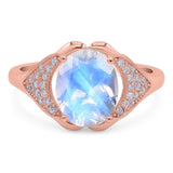 Oval Natural Stone Cluster Wedding Ring