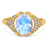 Oval Natural Stone Cluster Wedding Ring