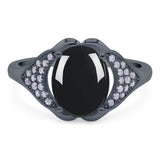 Oval Natural Stone Cluster Wedding Ring