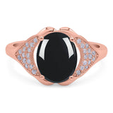 Oval Natural Stone Cluster Wedding Ring