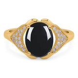 Oval Natural Stone Cluster Wedding Ring