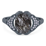 Oval Natural Stone Cluster Wedding Ring