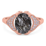 Oval Natural Stone Cluster Wedding Ring