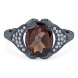 Oval Natural Stone Cluster Wedding Ring