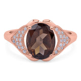 Oval Natural Stone Cluster Wedding Ring