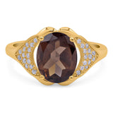 Oval Natural Stone Cluster Wedding Ring