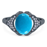 Oval Natural Stone Cluster Wedding Ring