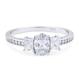 Three Stone Oval Moissanite Trio Ring 925 Sterling Silver