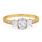 Art Deco Oval Natural Stone Trio Ring