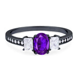 Art Deco Oval Natural Stone Trio Ring