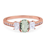 Art Deco Oval Natural Stone Trio Ring