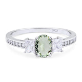 Art Deco Oval Natural Stone Trio Ring