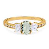 Art Deco Oval Natural Stone Trio Ring