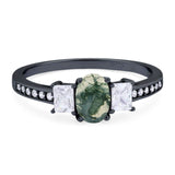 Art Deco Oval Natural Stone Trio Ring