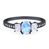 Art Deco Oval Natural Stone Trio Ring