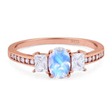 Art Deco Oval Natural Stone Trio Ring