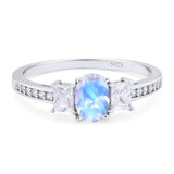 Art Deco Oval Natural Stone Trio Ring