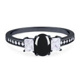 Art Deco Oval Natural Stone Trio Ring