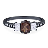 Art Deco Oval Natural Stone Trio Ring