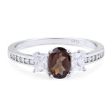 Art Deco Oval Natural Stone Trio Ring