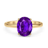Solitaire Engagement Ring Oval Simulated Cubic Zirconia 925 Sterling Silver