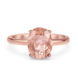 Solitaire Engagement Ring Oval Simulated Cubic Zirconia 925 Sterling Silver