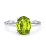 Solitaire Engagement Ring Oval Simulated Cubic Zirconia 925 Sterling Silver