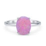 Solitaire Engagement Ring Oval Simulated Cubic Zirconia 925 Sterling Silver