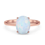 Solitaire Engagement Ring Oval Simulated Cubic Zirconia 925 Sterling Silver