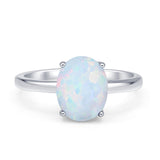 Solitaire Engagement Ring Oval Simulated Cubic Zirconia 925 Sterling Silver