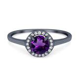 Art Deco Round Natural Stone Wedding Ring