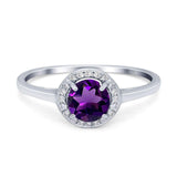 Art Deco Round Natural Stone Wedding Ring