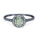 Art Deco Round Natural Stone Wedding Ring