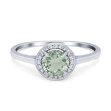 Art Deco Round Natural Stone Wedding Ring