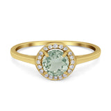Art Deco Round Natural Stone Wedding Ring