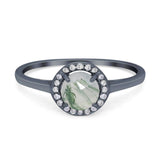 Art Deco Round Natural Stone Wedding Ring