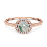 Art Deco Round Natural Stone Wedding Ring