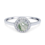 Art Deco Round Natural Stone Wedding Ring