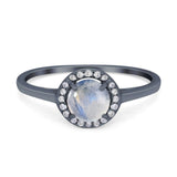 Art Deco Round Natural Stone Wedding Ring