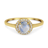 Art Deco Round Natural Stone Wedding Ring