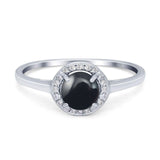 Art Deco Round Natural Stone Wedding Ring