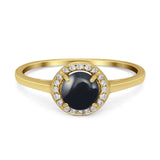 Art Deco Round Natural Stone Wedding Ring