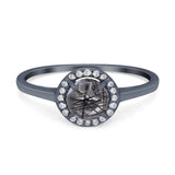 Art Deco Round Natural Stone Wedding Ring
