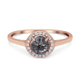 Art Deco Round Natural Stone Wedding Ring
