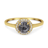 Art Deco Round Natural Stone Wedding Ring