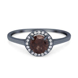 Art Deco Round Natural Stone Wedding Ring