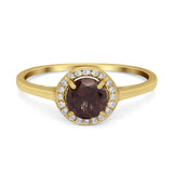 Art Deco Round Natural Stone Wedding Ring