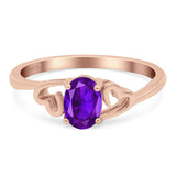 Minimalist Oval Natural Stone Solitaire Ring