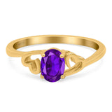 Minimalist Oval Natural Stone Solitaire Ring