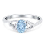 Oval Natural Aquamarine Solitaire Promise Ring 925 Sterling Silver